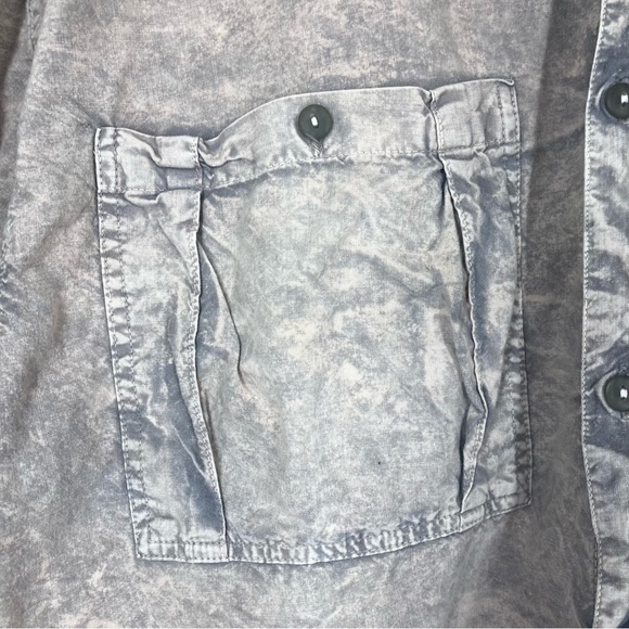 Acid Wash Mens StreetWear Shirt XL Short Sleeves Button Down Pockets Pink Gray - Picture 5 of 15